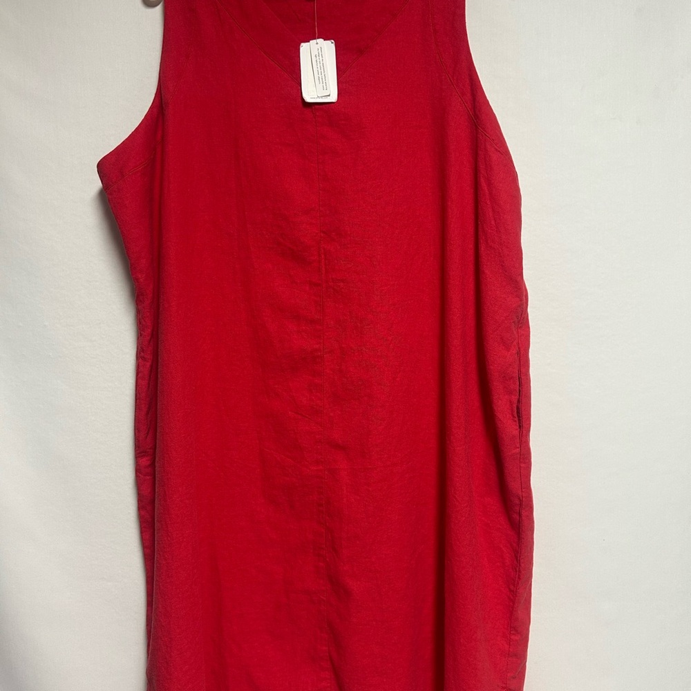 Sleeveless Red Dress 3X ladies linen blend - Picture 2 of 9